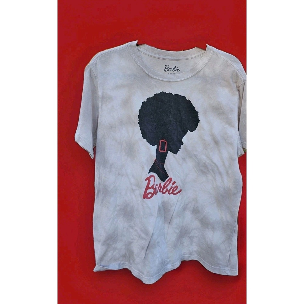 Official Barbie Logo T-Shirt - Grey Tie-Dye - Vintage Silhouette Size Small